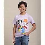 Kidsville Mickey & Friends Featuring Half Sleeves Mickey Mouse & Goofy Printed Tee - Purple