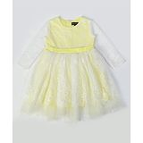 Bella Moda Girls Fit and Flair Solid Full Sleeve Party Wear Dress-Yellow