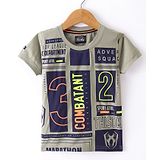 Noddy Half Sleeves Combatant & Marathon Printed Tee  - Pista Green