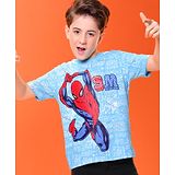 Pine Kids Marvel Cotton Knit  Half Sleeve T-Shirt with Spiderman Print - Blue