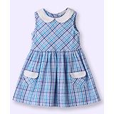 Beebay Sleeveless Checked Fit & Flared Dress - Blue