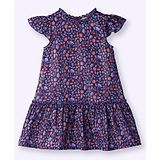 Beebay Cap Sleeves Floral Printed Dress - Black & Blue