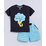 CUTOPIES Cotton Half Sleeves Fox Printed Tee & Shorts Set - Grey