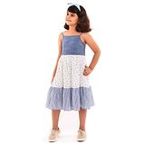 A Little Fable Sleeveless Floral Printed Tiered Dress - Blue And White