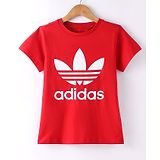 Adidas Kids Cotton Half Sleeves T-Shirt Logo Print - Red