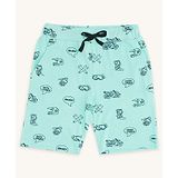 Pantaloons Junior Cotton Biker Theme Printed Shorts - Mint Green