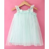 Babyhug Sleeveless Party Frock with Bow Applique - Mint