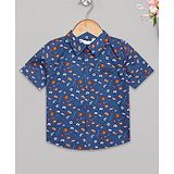 Budding Bees Half Sleeves Football & Cap Printed Shirt - Blue