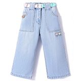 Little Kangaroos Cotton Denim Full Length Jeans with Belt - Light Blue