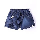 Little Kangaroos Denim Shorts with Dots Print - Dark Blue