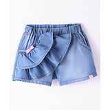 Little Kangaroos Denim Shorts with Dots Print - Light Blue