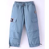 Little Kangaroos Cotton Woven Full Length Cargo Style Joggers Solid Colour - Blue