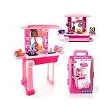 Aditi Toys Kitchen Set For Girls, Kitchen Suitcase Set On Wheels, Colorful Pretend Play Cooking Set  With 24 Pieces, Portable Kitchen Set