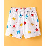 Child World Interlock Knit  Shorts  Fox Print - White