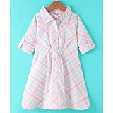 Under Fourteen Only Full Sleeves Checked Dress - Yellow