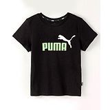 Puma Cotton Knit Half Sleeves T-Shirt - Black Fresh Mint