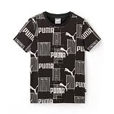 PUMA Cotton Knit Half Sleeves Logo Print T-Shirt - Black