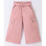 Little Kangaroos Cotton Woven Full Length Palazzo Solid Colour - Pink