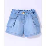 Little Kangaroos Cotton Woven Washed Denim Shorts - Light Blue