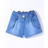 Little Kangaroos Cotton Woven Washed Denim Shorts - Medium Blue