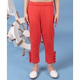 One Friday Cotton Solid Frill Detailed Pant  - Red