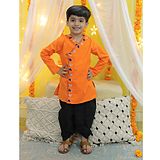 BownBee Full Sleeves Birds  Embroidered Kurta & Dhoti Set -  Orange