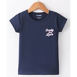 Fido Single Jersey Half Sleeves Text Printed T-Shirt - Navy