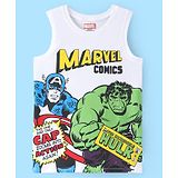 Pine Kids Marvel Cotton Knit Sleeveless Tank T-Shirt with Avengers Graphics - White