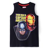 Pine Kids Marvel Cotton Knit Sleeveless T-Shirt With Avengers Graphics - Black