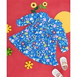 Pantaloons Baby Full Sleeves Doodle Art Printed Dress - Medium Blue