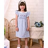 Beebay Cap Sleeves Boat Embroidered Dress - Blue