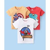 Babyhug Marvel Cotton Knit Half Sleeves T-Shirt With Avengers  Graphics Pack of 3 Full - Multicolor