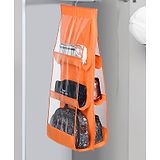 Kuber Industries Hanging Organizer  Handbag Organizer  Hanging Purse for Wardrobe  Transparent Clutch Organizer  Handbag Storage For Closet  6 Pocket Storage Hanger  Orange