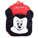 Disney By Kuber Kuber Industries Disney Mickey Backpack  2 Compartment Velvet School Bag  School Bag for Kids  Kids School Backpack  Backpack for School  Red & Black Height 14 Inch