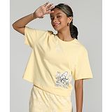 Cotton Half Sleeves Super Puma Text Printed Tee - Light Straw Yellow