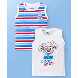 Babyoye Disney Cotton Sleeveless Striped T-Shirt With 101 Dalmatians Graphics Pack of 2 - Multicolor