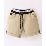 Little Kangaroos Cotton Woven Knee Length Shorts Solid Colour - Beige