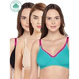 Inner Sense Antimicrobial Maternity Nursing Bra Pack of 3 - Green Black Pink