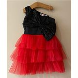 My Pink Closet One Shoulder Sequin Bow Embellished Dress - Red