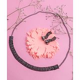 VALLEY OF JEWELLERY - Black Stone Studded Choker Jewellery Set - Black