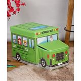 Muren Foldable Storage Box cum Stool School Bus Design - Green