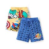 Babyhug Marvel Terry Knit Shorts with  Avenger Theme Print Pack of 2 - Multicolour