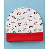 Ben Benny Cotton Knit Cap UFO Print Red & White- Diameter 11 cm