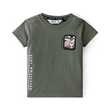 RUFF Lycra Knit Half Sleeves T-Shirt Text Print - Olive Grey