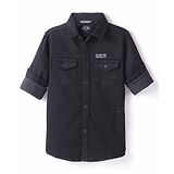 Ruff Woven Denim Full Sleeves Solid Shirt - Black