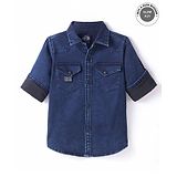 Ruff Woven Denim Full Sleeves Solid Shirt - Blue