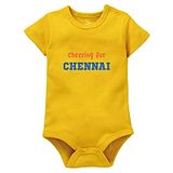 Zeezeezoo IPL Theme  Half Sleeves Cheering For Chennai Printed Onesie - Yellow