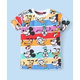 Babyhug Disney Cotton Knit Half Sleeves T-Shirt with Mickey Mouse Family  Print - Multicolour