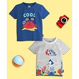 Nauti Nati Pack Of 2 Half Sleeves Sea Life Printed Tees - Blue