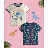 Nauti Nati Pack Of 2 Half Sleeves Animals Printed Tees - Off White